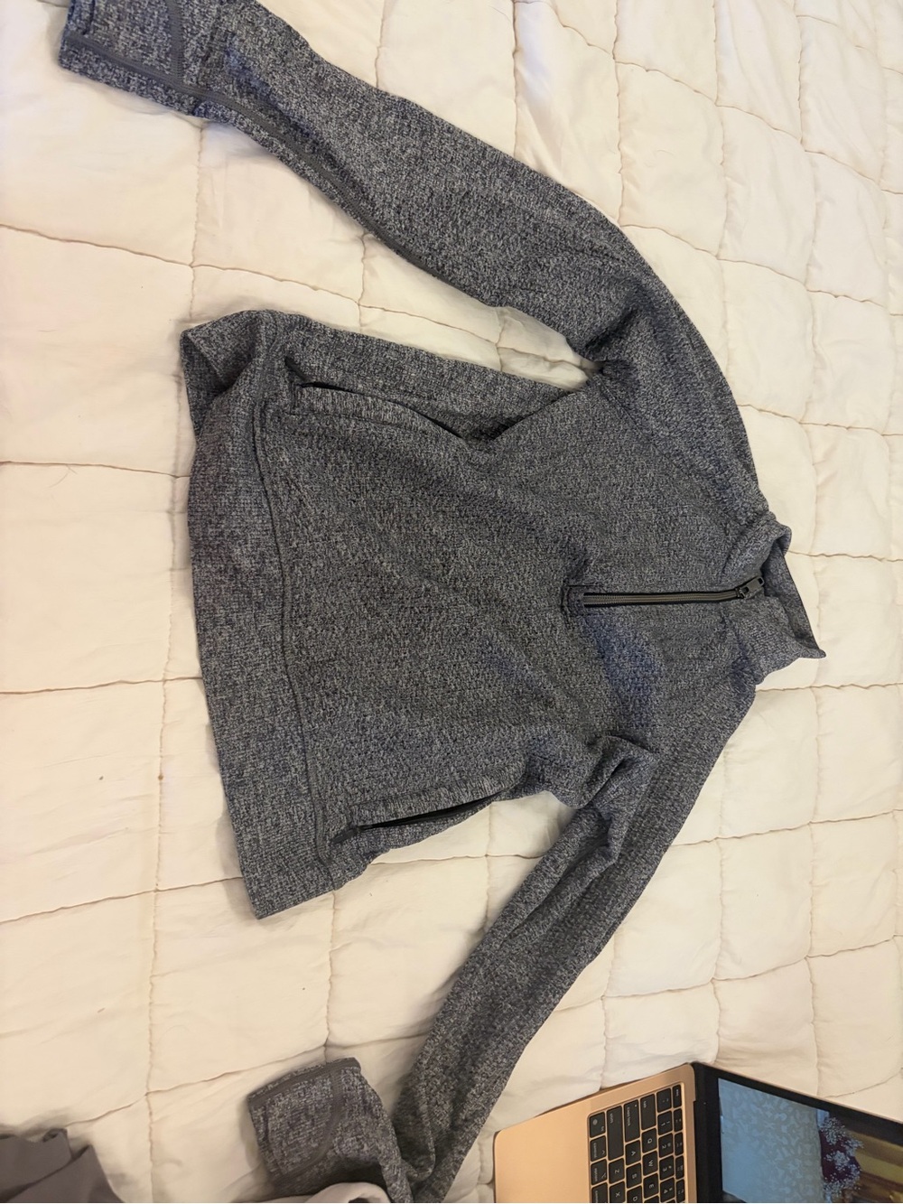 lululemon athletica Heathered Gray Quarter-Zip Turtleneck Pullover